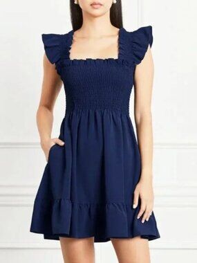New Hill House Elizabeth 100% Cotton Mini Nap Dress Navy XL